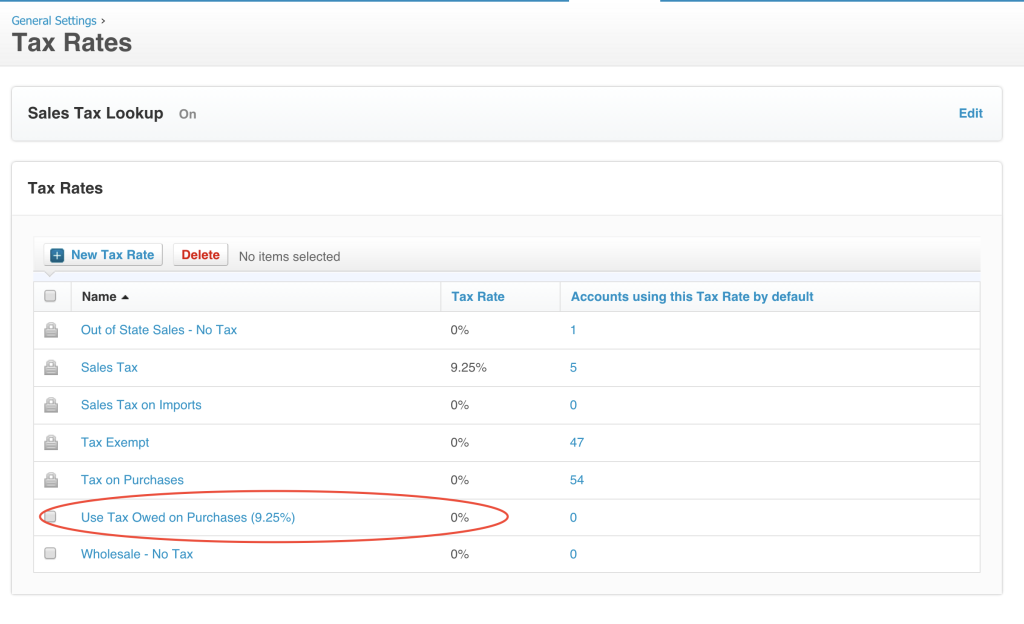 3 Use Tax Rate Added in Xero Screenshot